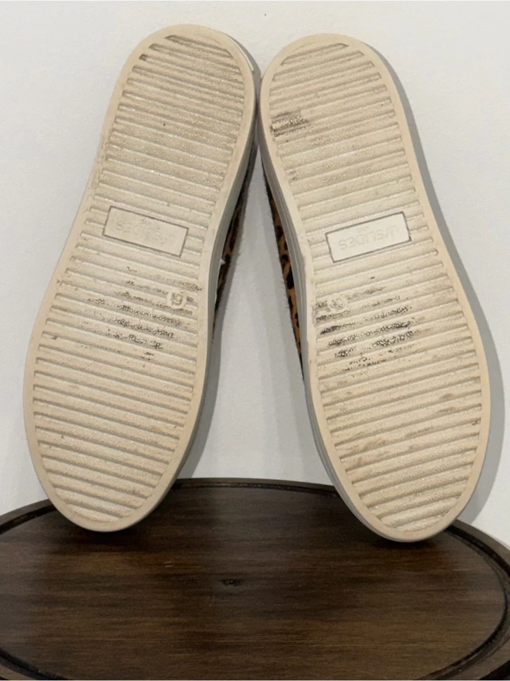 J/Slides NYC Leopard Calf Hair Platform Slip On Sneakers 6.5M